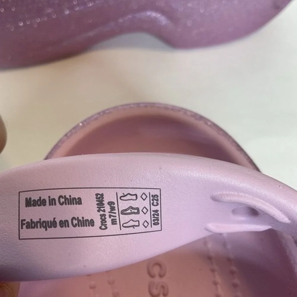 NWOB Crocs Pink Bella Glitter Clog Ballerina Wedge Sandals Unisex‎ M7/W9 China